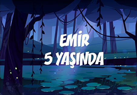 Ormanda Gece Temalı Doğum Günü Afişi - 50x70 Cm