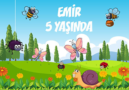 Orman ve Arılar Temalı Doğum Günü Afişi - 50x70 Cm