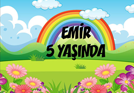 Orman ve Gökkuşağı Temalı Doğum Günü Afişi - 70x100 Cm