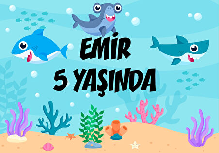 Deniz ve Balıklar Doğum Günü Afişi - 70x100 Cm