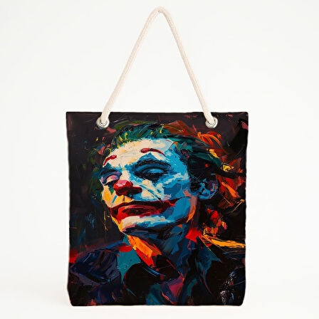 Soyut Joker Portre Baskılı Plaj Çantası