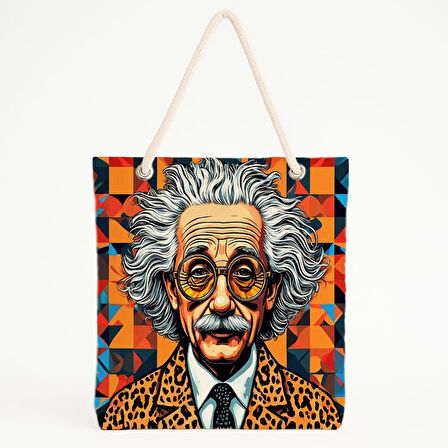 Desenli Einstein Baskılı Plaj Çantası