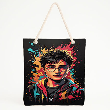 Renkli Harry Potter Desenli Plaj Çantası