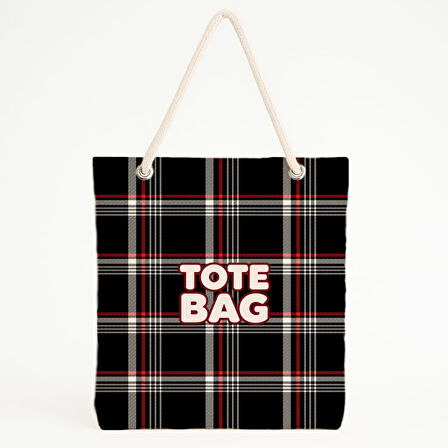 Kırmızı Ekose Desenli TOTE BAG Plaj Çantası