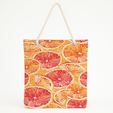 Narenciye Desenli Renkli Plaj Çantası