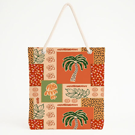 Tropik Desenli Renkli Plaj Çantası