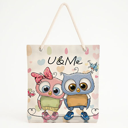 Sevimli Baykuşlu Plaj Çantası