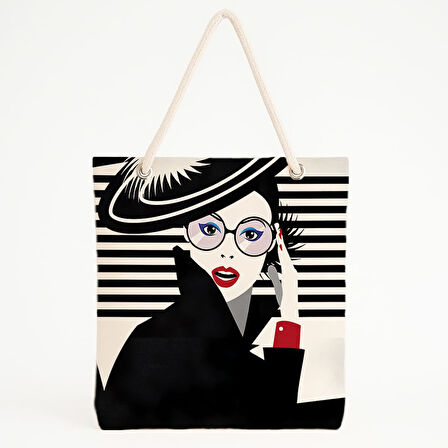 Retro Şapkalı Kadın Plaj Çantası