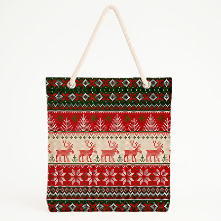 Noel Ve Örgü Motifli Plaj Çantası