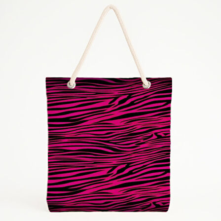 Pembe Zebra Desenli Plaj Çantası