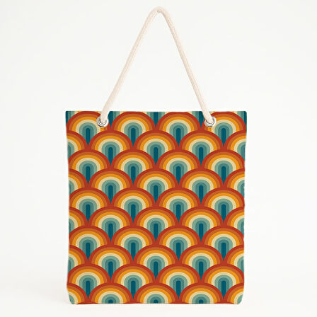 Retro Kabuk Desenli Plaj Çantası