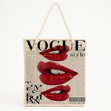 VOGUE Magazin Dudaklı Plaj Çantası