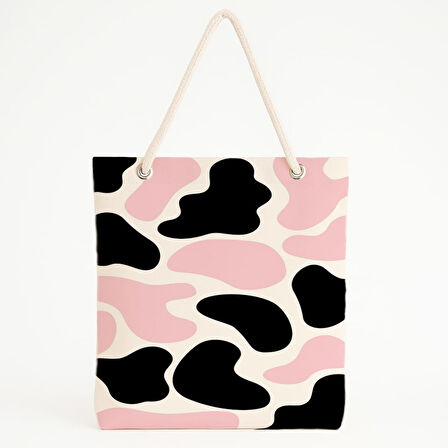 Siyah-Pembe Benekli Plaj Çantası