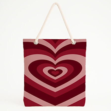 Pembe-Kırmızı Kalp Plaj Çantası