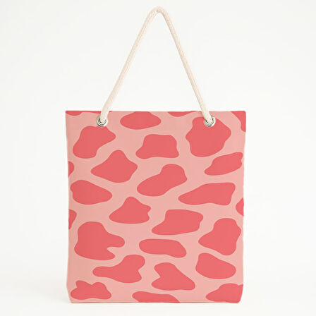 Kırmızı Benekli Pembe Plaj Çantası