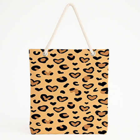 Kalpli Leopar Desenli Plaj Çantası