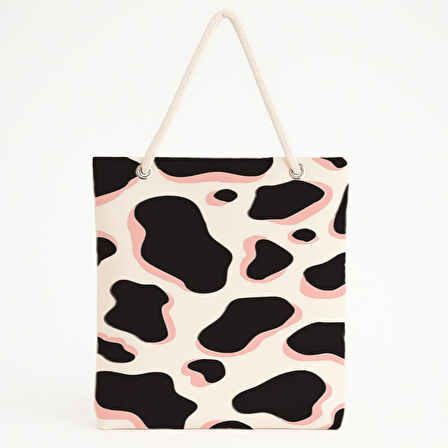 Pembe konturlu Benekli Plaj Çantası