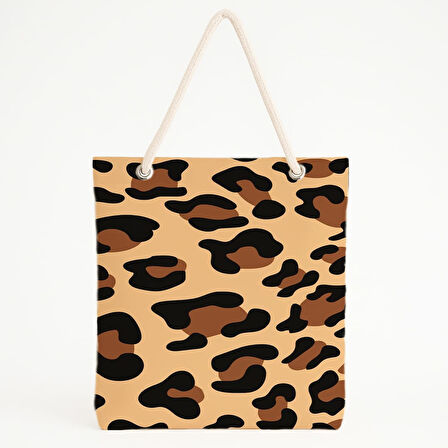Klasik Leopar Desenli Plaj Çantası