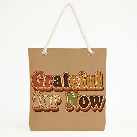 Grateful For Now Retro Yazılı Plaj Çantası