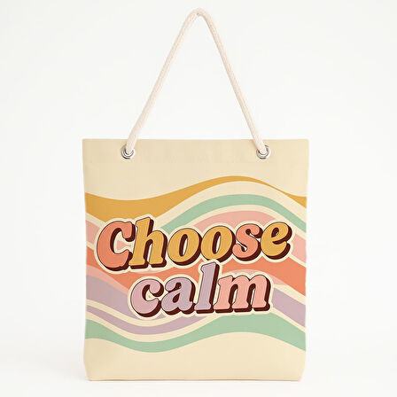 Choose Calm Renkli Plaj Çantası