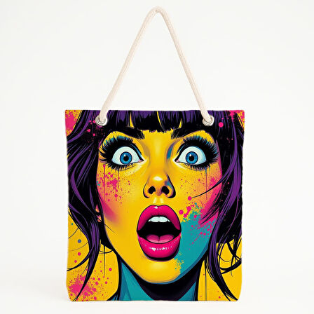 Renk Patlamalı Şaşkın Yüz Plaj Çantası