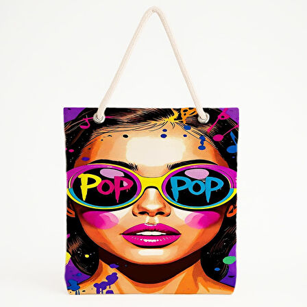 POP Gözlüklü Renkli Plaj Çantası