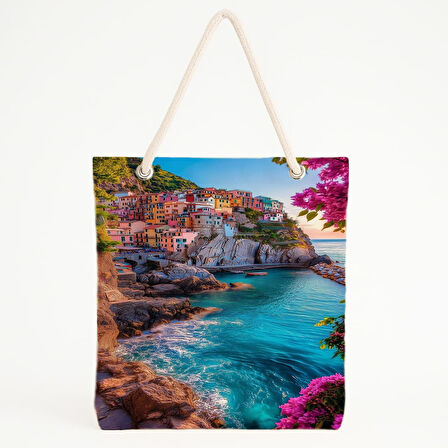 Manarola Manzaralı Plaj Çantası