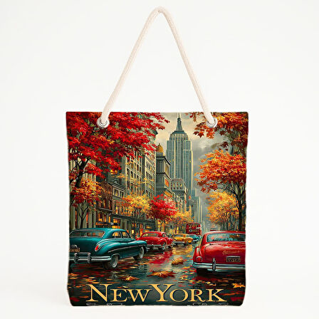 Sonbaharlı New York Plaj Çantası