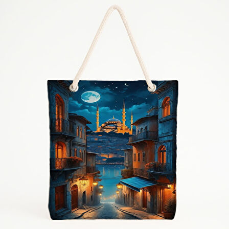 Işıklı Sokak Manzaralı Plaj Çantası