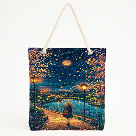 Çiçekli Gece Yürüyüşü Plaj Çantası