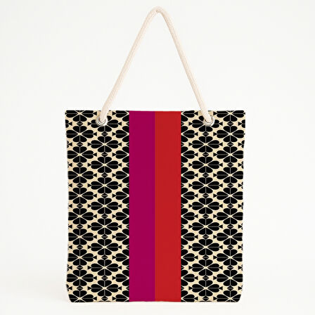 Üç Renk Şeritli Geometrik Plaj Çantası