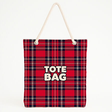 Kırmızı Tartan Desenli Plaj Çantası