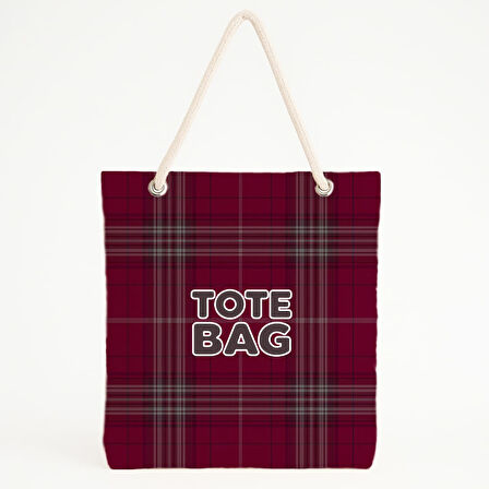 Kırmızı Ekose Desenli Plaj Çantası