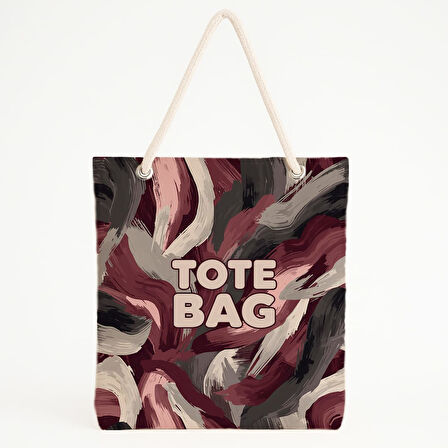 Soyut Bordo Tonlu Fırça Dokulu Plaj Çantası