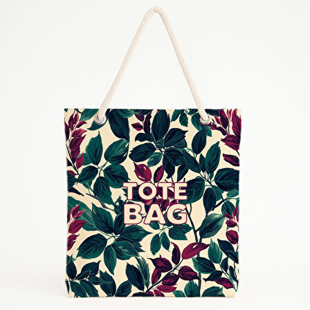 Yeşil Bordo Yaprak Desenli Plaj Çantası