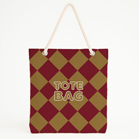 Elmas Desenli Bordo Hardal Plaj Çantası