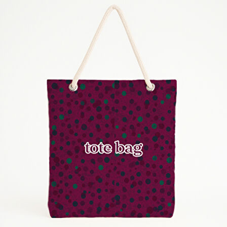 Yeşil Puantiyeli Bordo Retro Plaj Çantası