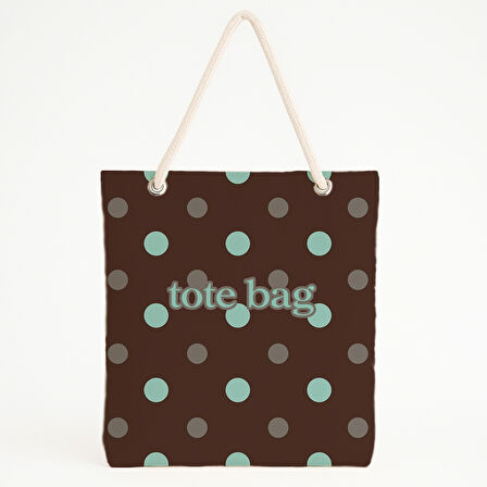 Mavi Gri Puantiyeli Kahverengi Plaj Çantası