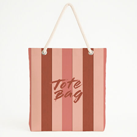 Kırmızı Tonlu Çizgili Retro Plaj Çantası