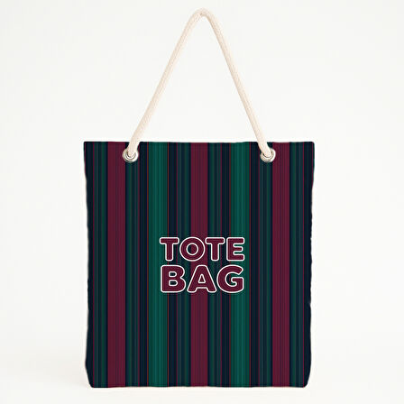 Koyu Çizgili Yeşil Bordo Lacivert Plaj Çantası