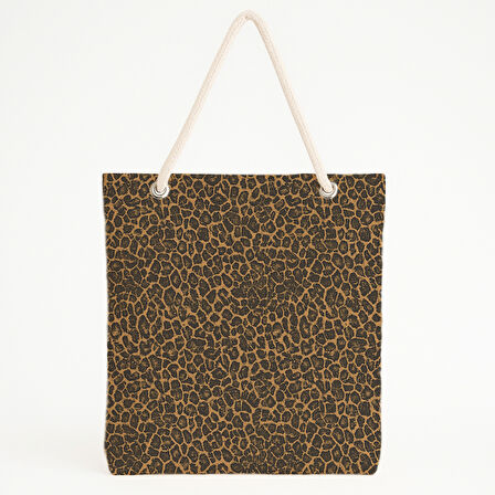 Leopar Desenli Retro Plaj Çantası
