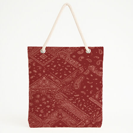 Kırmızı Paisley Bandana Plaj Çantası
