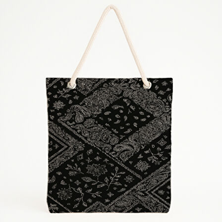 Siyah Paisley Bandana Plaj Çantası