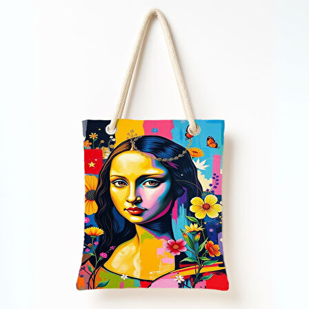 Çiçekli Kadın Portresi Omuz Çantası