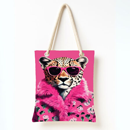 Pembe Güç Leopar Omuz Çantası