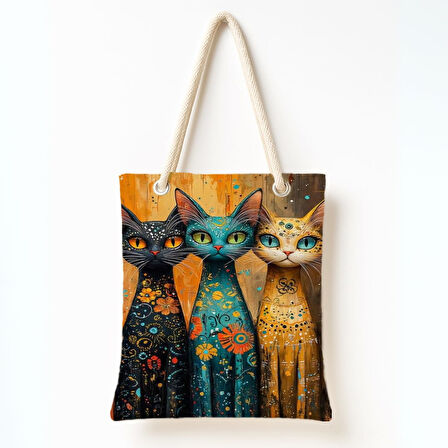 Renkli Kediler Bahçesi Omuz Çantası