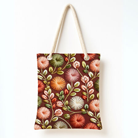 Desenli Çiçeklerin Gölgesinde Omuz Çantası