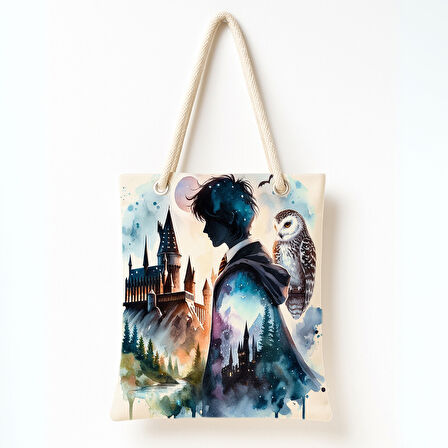 Baykuşlu Hogwarts Silüeti Omuz Çantası