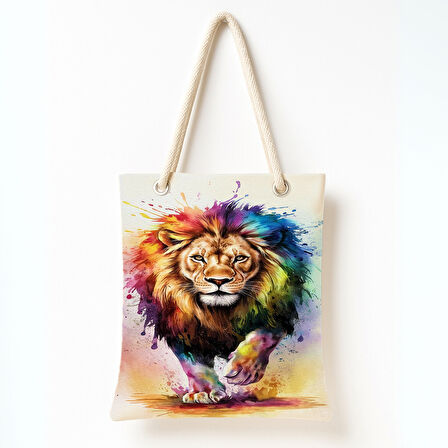 Renkli Aslanın Yürüyüşü Omuz Çantası