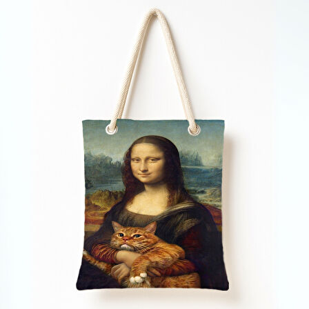 Kedili Mona Lisa Rüyası Omuz Çantası